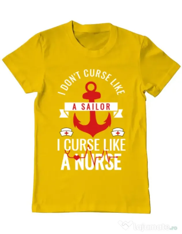 Tricou ADLER barbat Curse like a nurse Galben