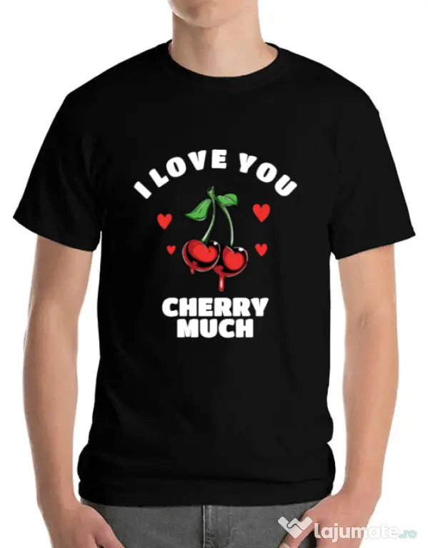 Tricou ADLER barbat Love you cherry much Negru