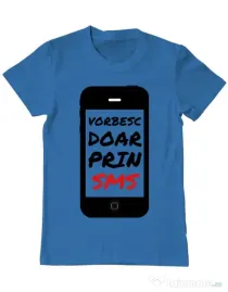 Tricou ADLER barbat Vorbesc doar prin sms Albastru azuriu