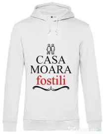Hoodie barbat cu gluga Casa moara fostili Alb