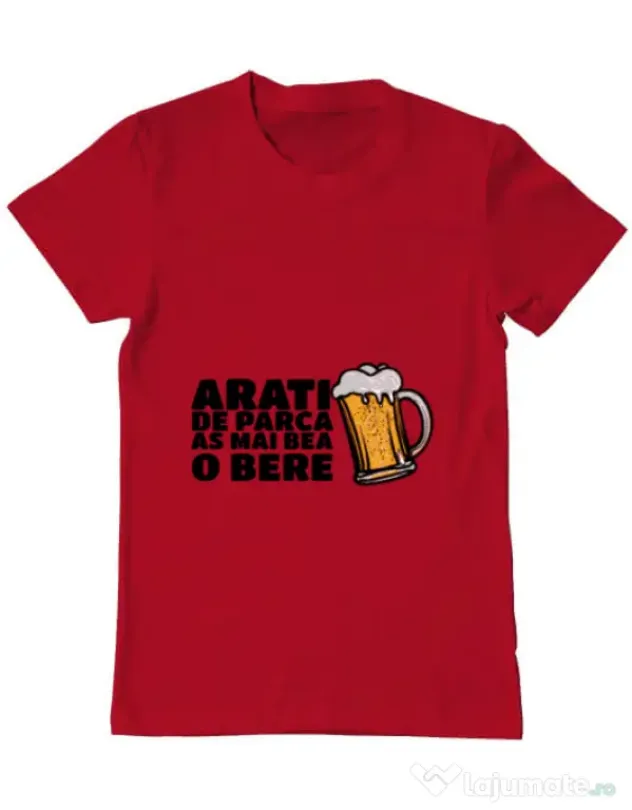 Tricou ADLER barbat As mai bea o bere Rosu