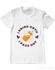 Tricou ADLER barbat I drink until I pass out Alb