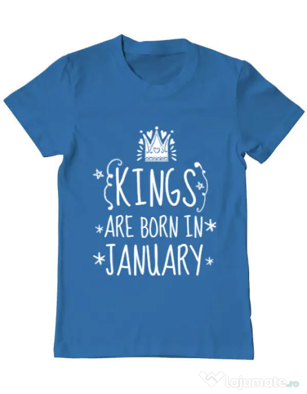 Tricou ADLER barbat Kings are born in january Albastru azuriu