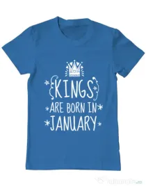 Tricou ADLER barbat Kings are born in january Albastru azuriu