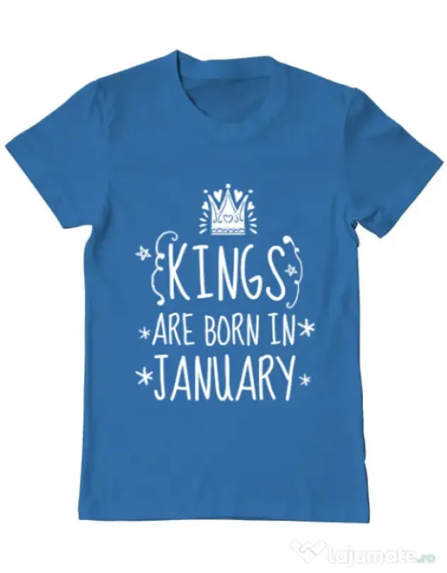 Tricou ADLER barbat Kings are born in january Albastru azuriu