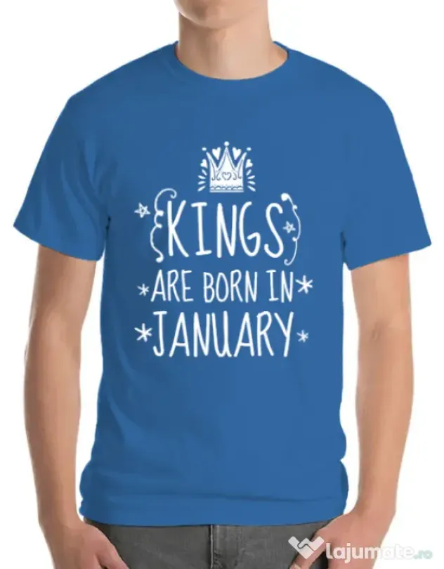 Tricou ADLER barbat Kings are born in january Albastru azuriu
