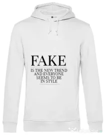 Hoodie barbat cu gluga Fake is the new trend Alb