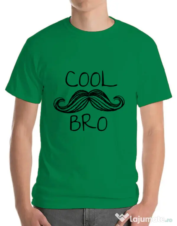 Tricou ADLER barbat Cool moustache bro Verde mediu