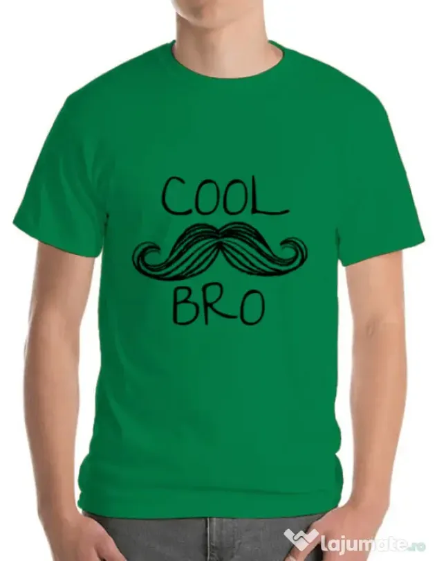 Tricou ADLER barbat Cool moustache bro Verde mediu