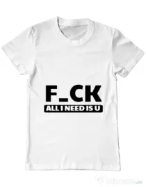 Tricou ADLER barbat All i need is U Alb