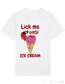 Tricou STANLEY STELLA barbat Lick me until ice cream Alb
