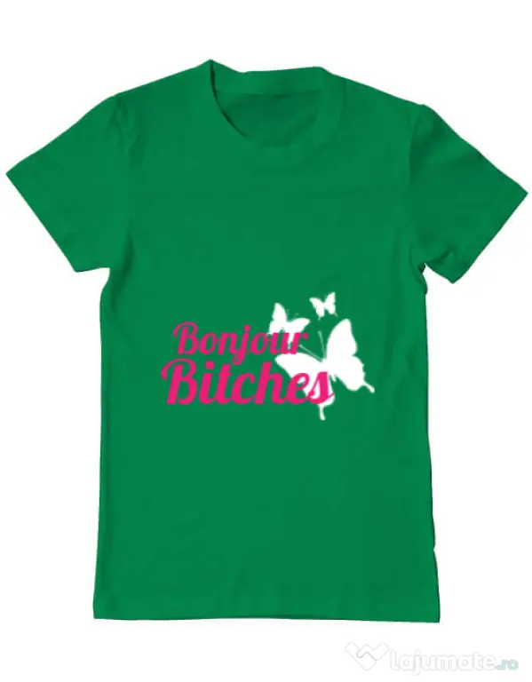 Tricou ADLER barbat Bonjour bitches Verde mediu