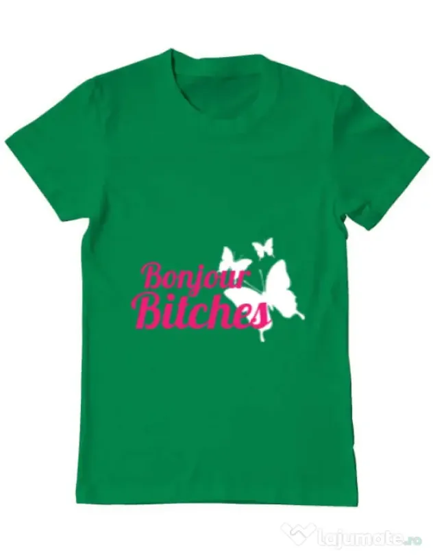 Tricou ADLER barbat Bonjour bitches Verde mediu