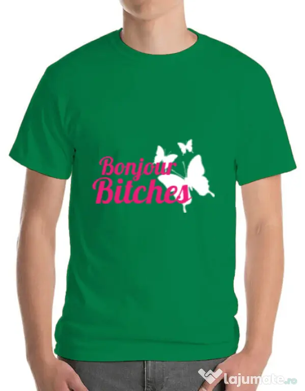 Tricou ADLER barbat Bonjour bitches Verde mediu