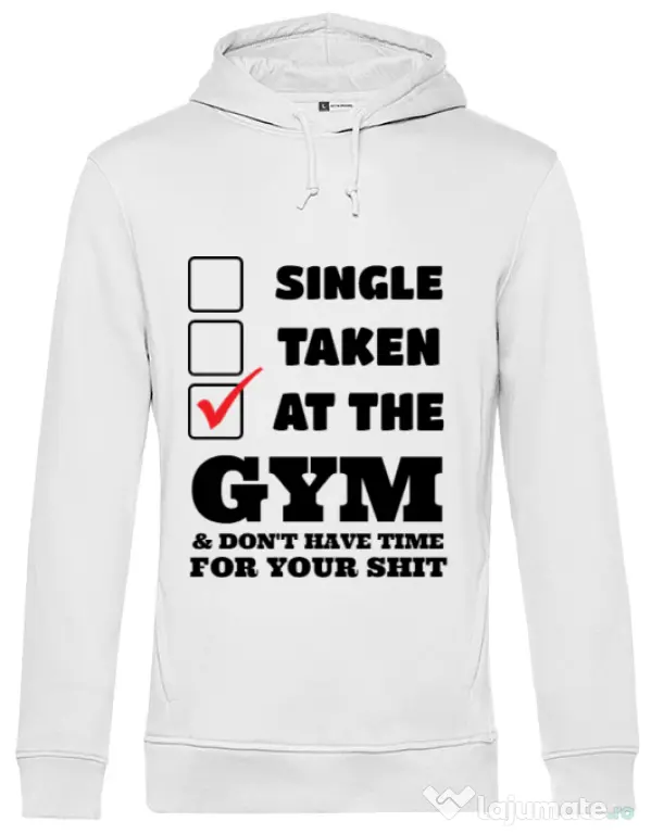 Hoodie barbat cu gluga At the gym Alb