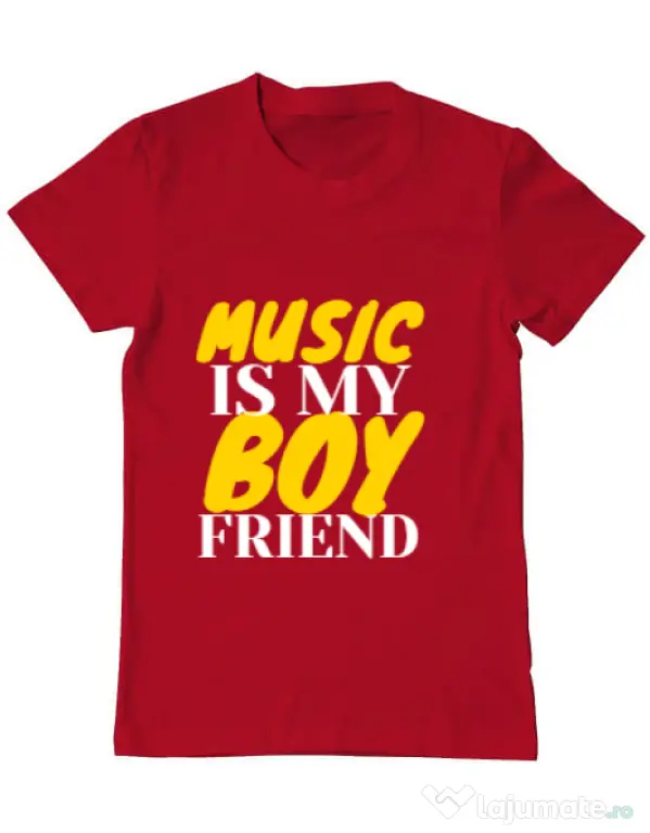 Tricou ADLER barbat Music is my boyfriend Rosu
