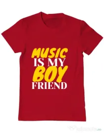 Tricou ADLER barbat Music is my boyfriend Rosu