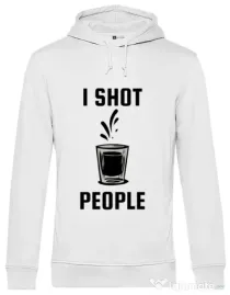 Hoodie barbat cu gluga I shot people Alb