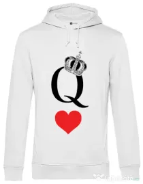 Hoodie barbat cu gluga Fancy queen Alb