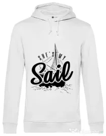 Hoodie barbat cu gluga She s my sail Alb