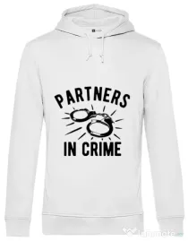 Hoodie barbat cu gluga Partners in crime 1 Alb