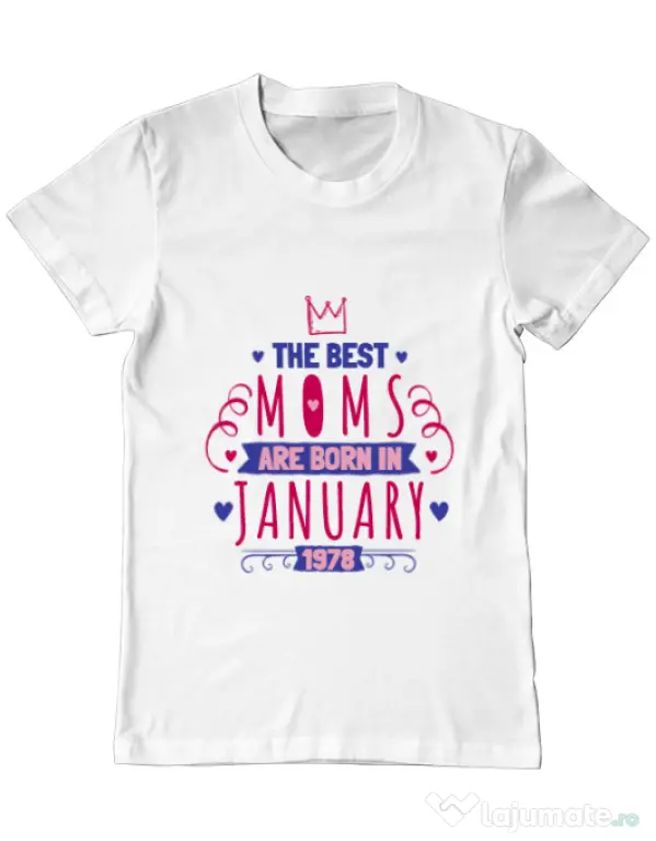 Tricou ADLER barbat The best moms January Alb