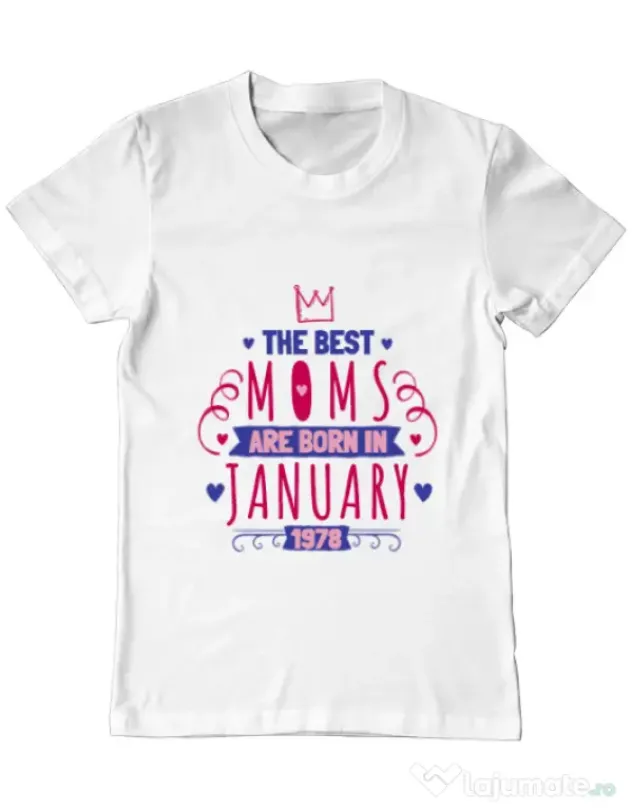 Tricou ADLER barbat The best moms January Alb