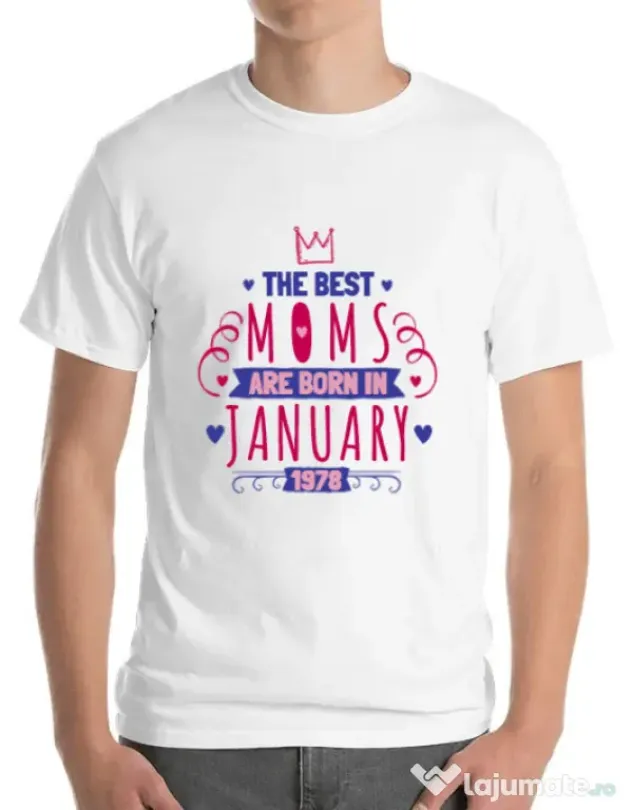 Tricou ADLER barbat The best moms January Alb
