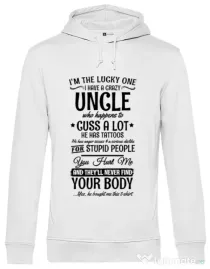 Hoodie barbat cu gluga The lucky one Alb