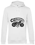 Hoodie barbat cu gluga Caferacer Alb