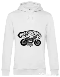 Hoodie barbat cu gluga Caferacer Alb