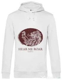 Hoodie barbat cu gluga Hear me roar Alb
