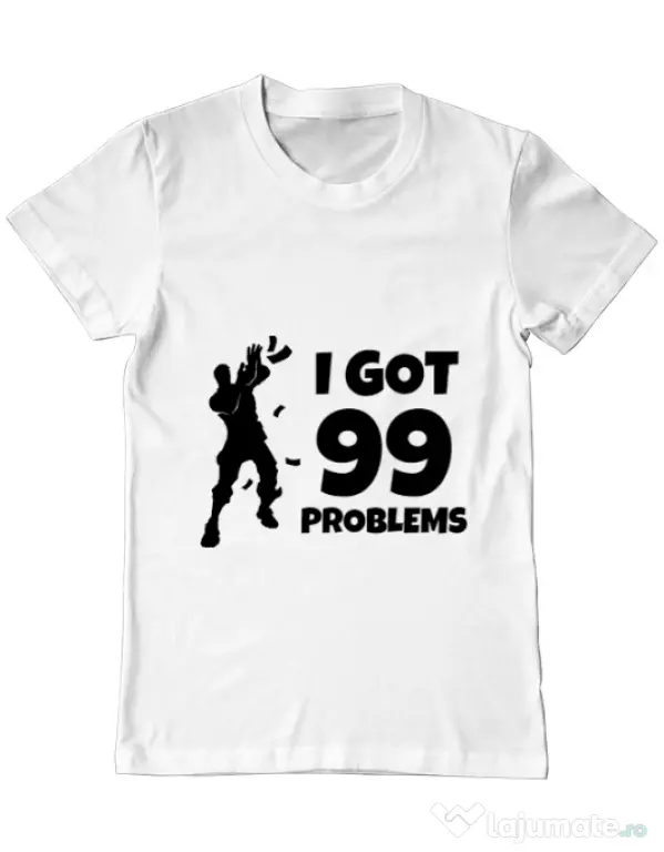 Tricou ADLER barbat I got 99 problems Fortnite Alb