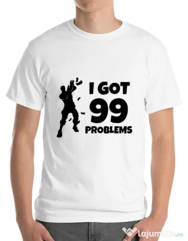 Tricou ADLER barbat I got 99 problems Fortnite Alb