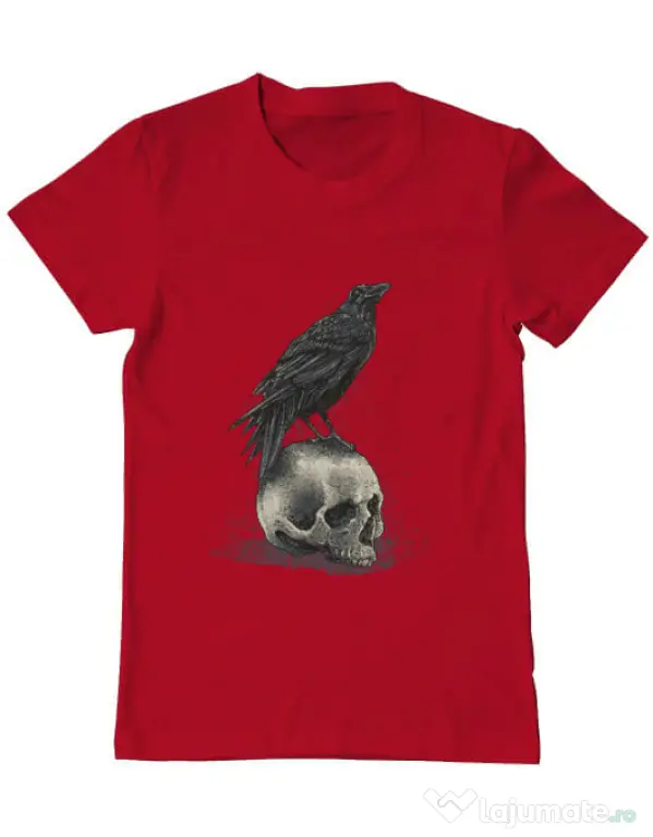 Tricou ADLER barbat Crow skull Rosu