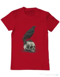 Tricou ADLER barbat Crow skull Rosu