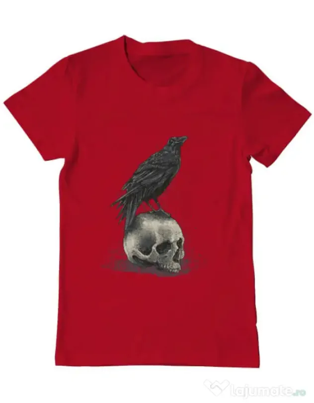 Tricou ADLER barbat Crow skull Rosu