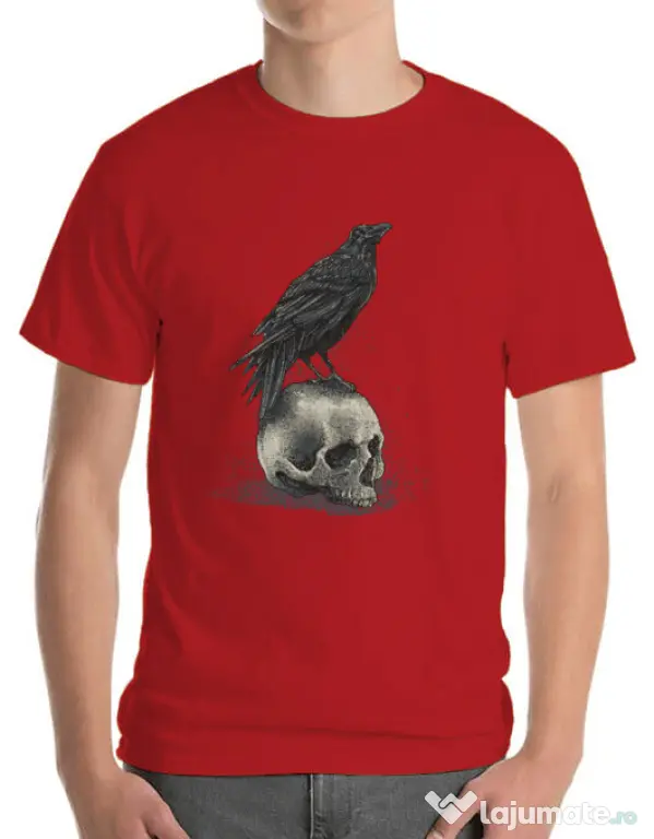 Tricou ADLER barbat Crow skull Rosu
