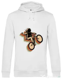 Hoodie barbat cu gluga Cycling space Alb
