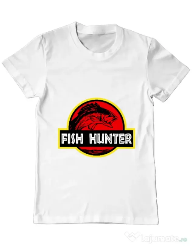 Tricou ADLER barbat Fish hunter Alb