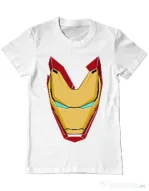 Tricou ADLER barbat Iron man mask Alb