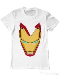 Tricou ADLER barbat Iron man mask Alb