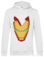 Hoodie barbat cu gluga Iron man mask Alb