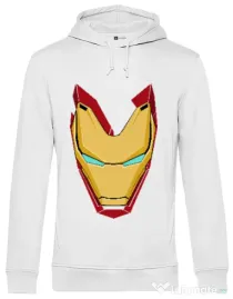 Hoodie barbat cu gluga Iron man mask Alb