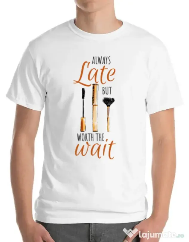 Tricou ADLER barbat Always late Alb