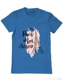 Tricou ADLER barbat Paris mon amour Albastru azuriu