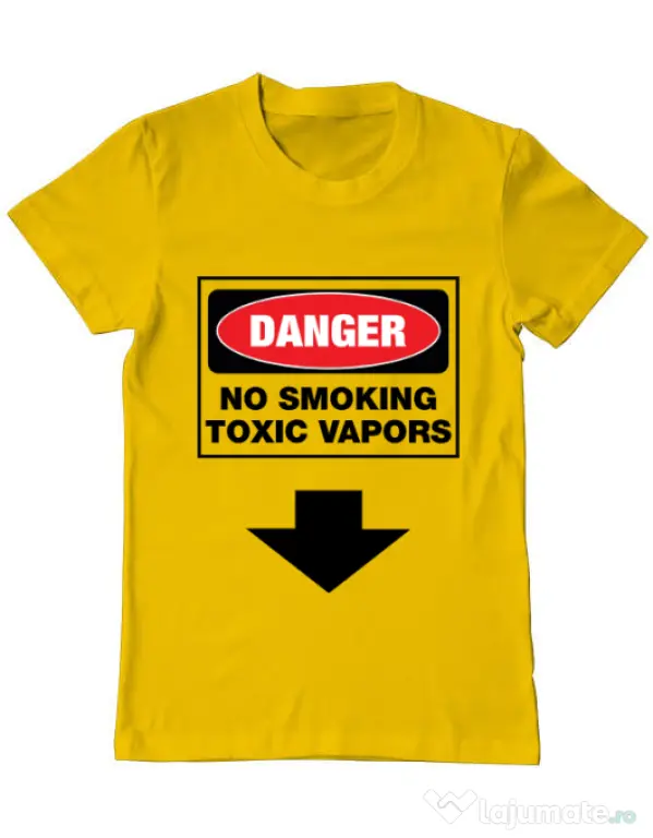 Tricou ADLER barbat Danger No Smoking Galben