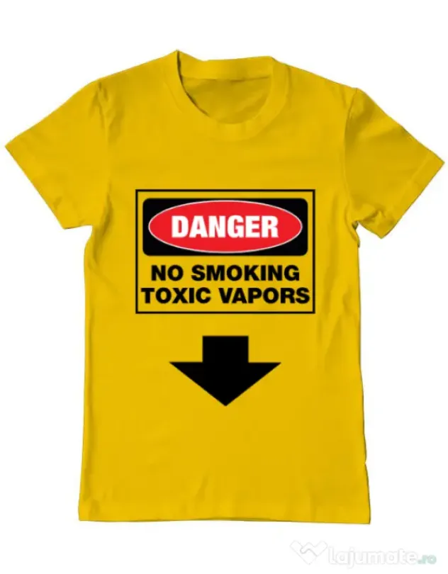 Tricou ADLER barbat Danger No Smoking Galben