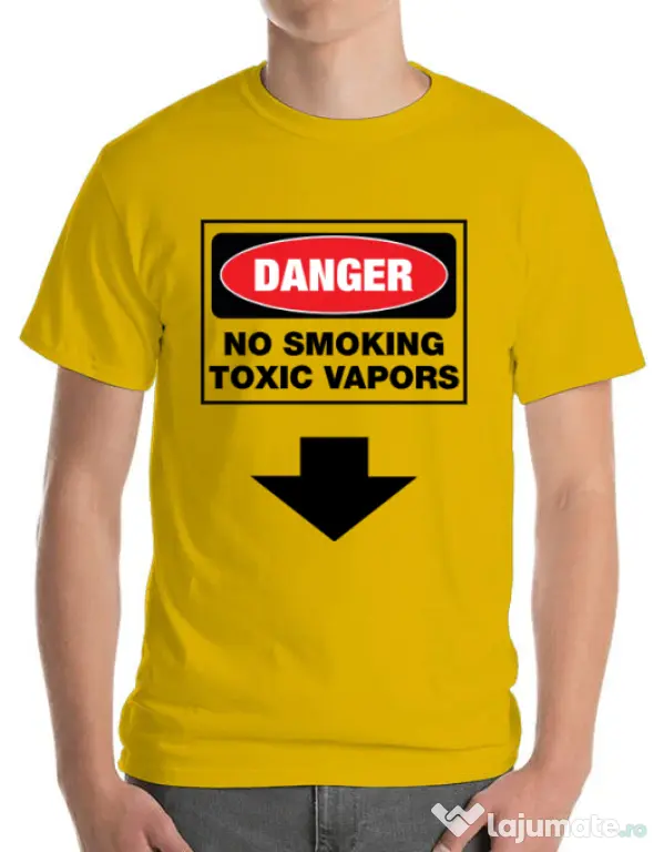 Tricou ADLER barbat Danger No Smoking Galben
