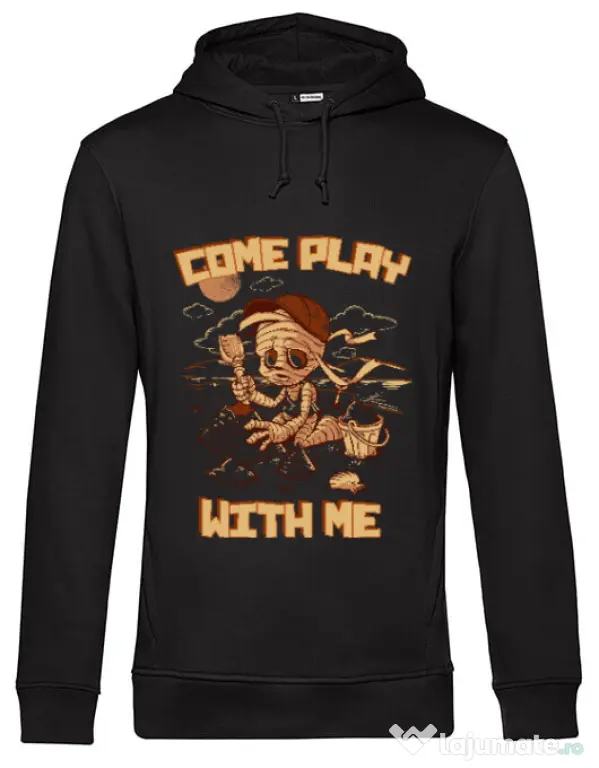 Hoodie barbat cu gluga Come play with me Negru